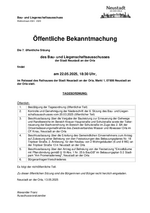 Öffentliche Bekanntmachung und Tagesordnung